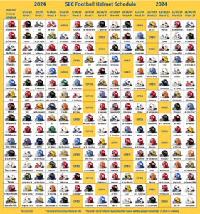 2024 SEC Football Helmet Schedule